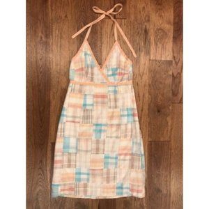 Vineyard Vines Peach Blue Madras Patchwork Halter